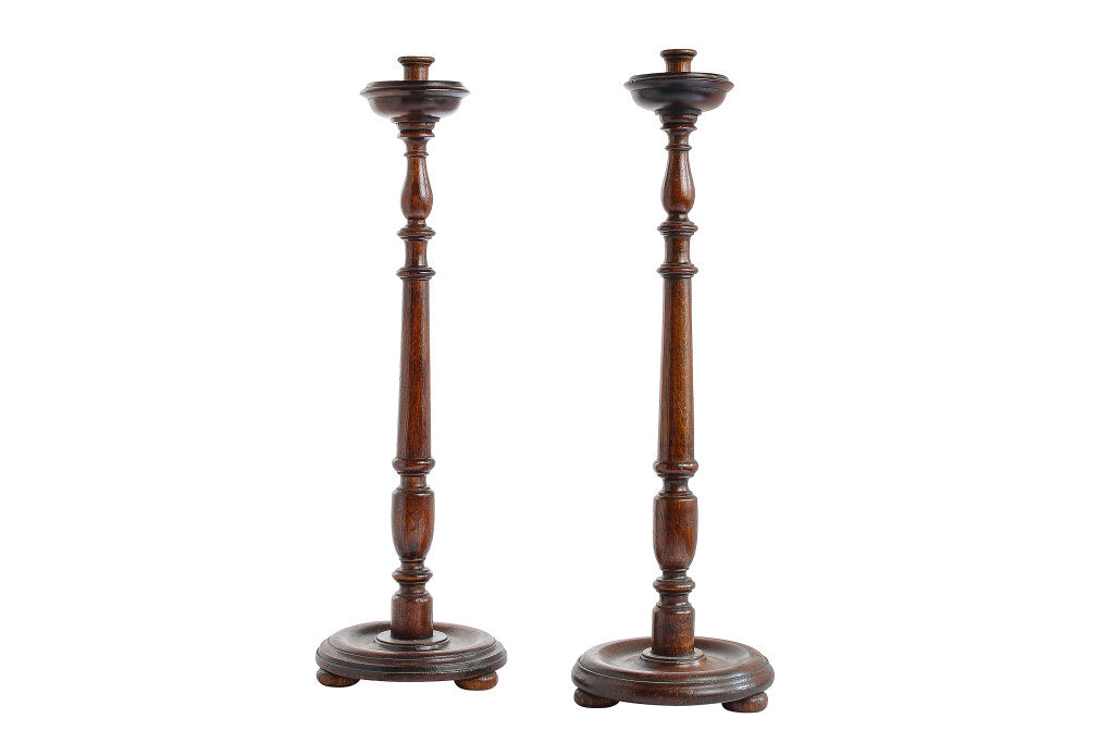 Mahogany Turned Candlesticks, England 19th Century Default