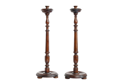 Mahogany Turned Candlesticks, England 19th Century Default