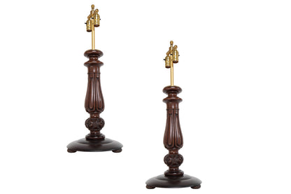 Mahogany Carved Table Lamps, England 20th Century Default