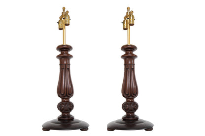 Mahogany Carved Table Lamps, England 20th Century Default