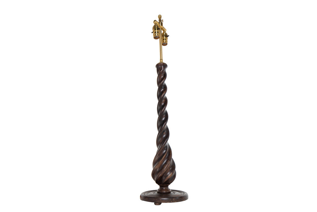 Mahogany Carved Twist Table Lamp, England 19th Century Default