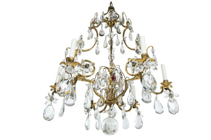 Gilt Iron and Crystal Six Light Cage Frame Chandelier, Italy 19t Default