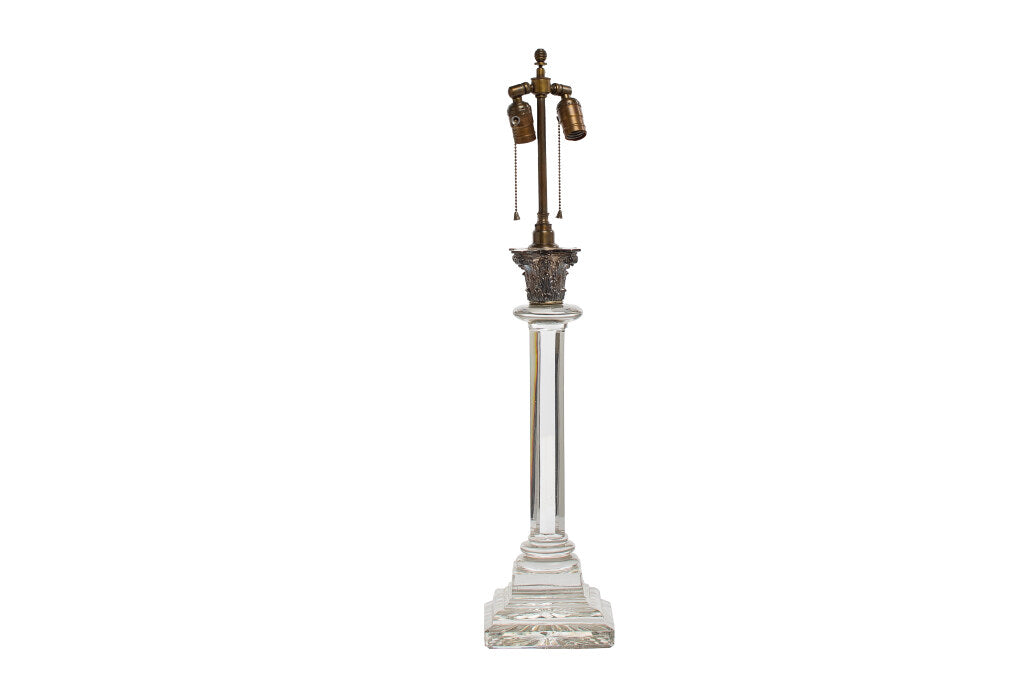Cut Crystal Regency Column Lamp, England Early 19th Century Default