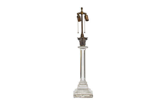 Cut Crystal Regency Column Lamp, England Early 19th Century Default