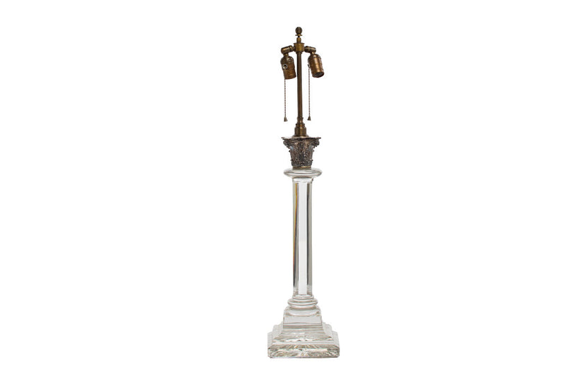 Cut Crystal Regency Column Lamp, England Early 19th Century