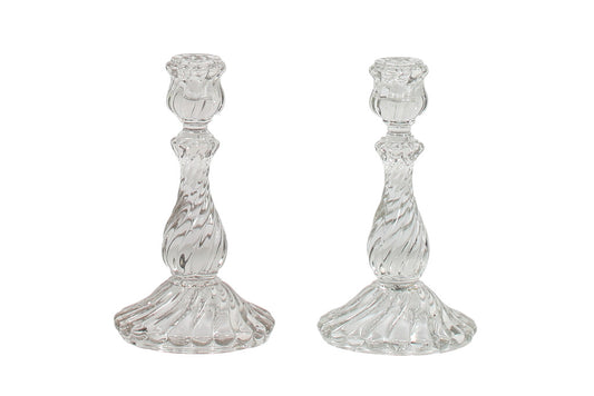 Crystal Twist Form Candlesticks By "BACCARAT", 19th Century Default