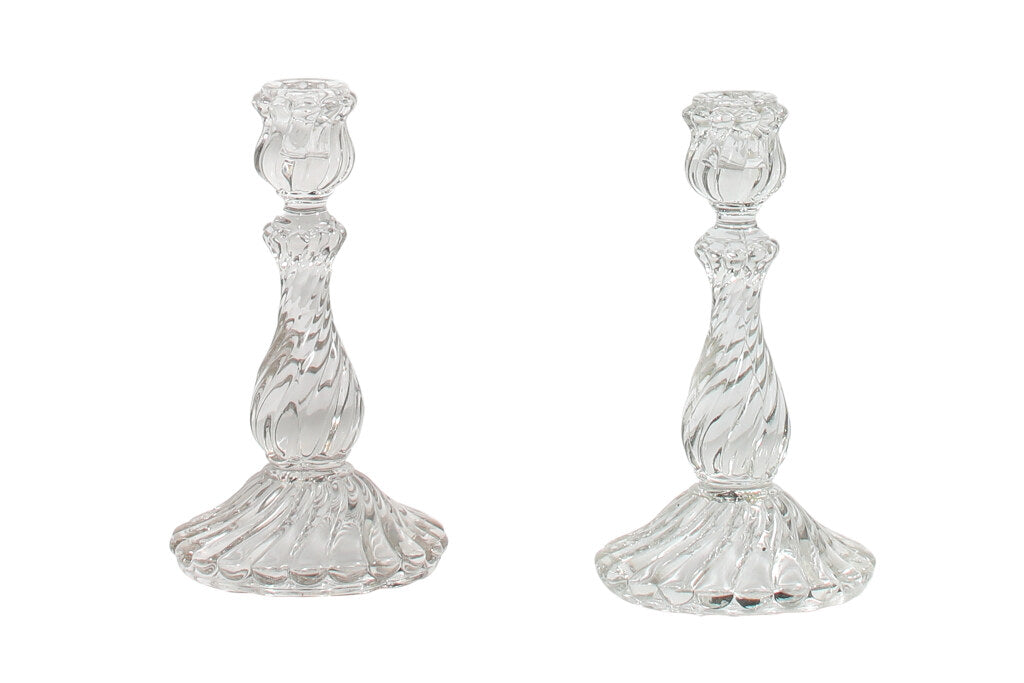 Crystal Twist Form Candlesticks By "BACCARAT", 19th Century Default