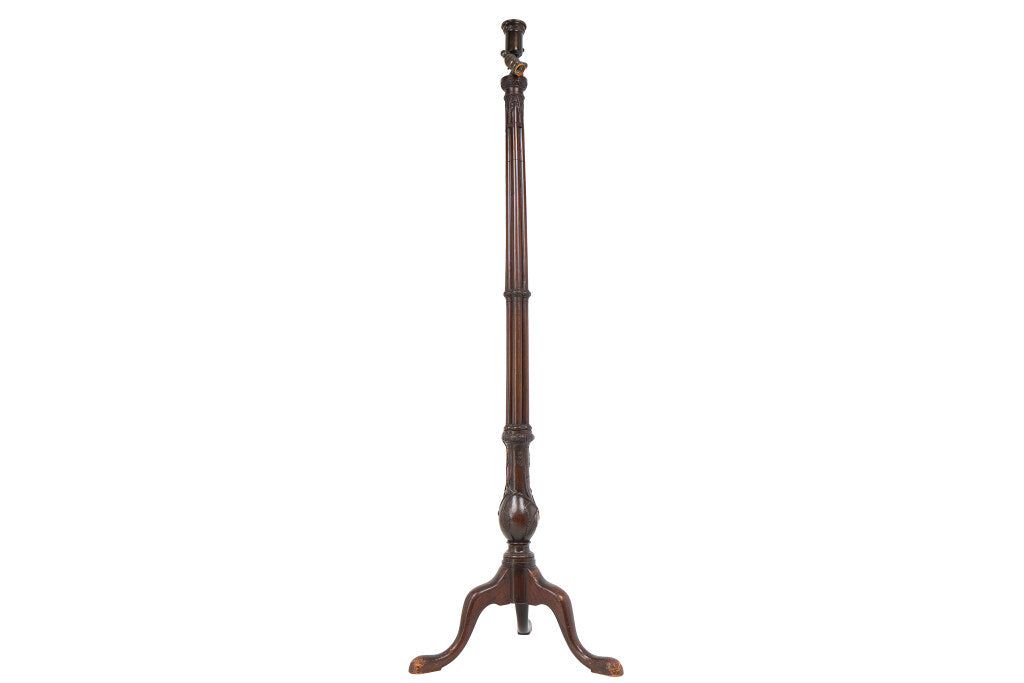 Mahogany Carved Wood Floor Lamp, England 19th Century Default