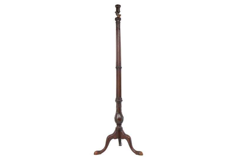 Mahogany Carved Wood Floor Lamp, England 19th Century