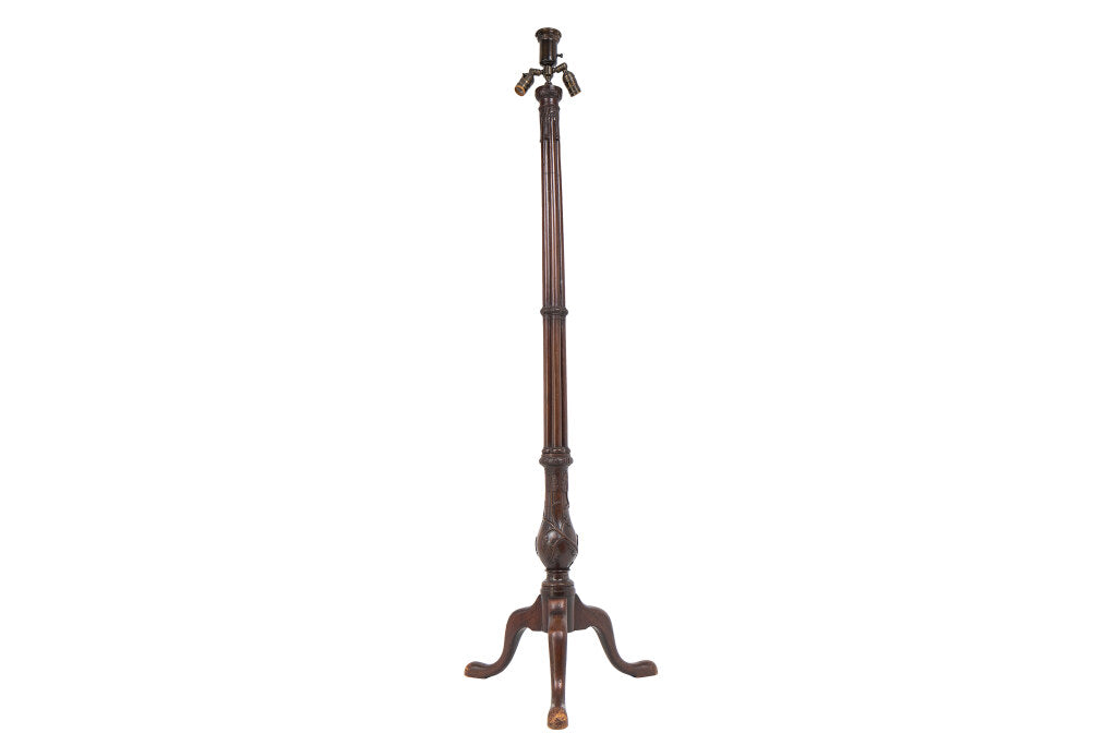 Mahogany Carved Wood Floor Lamp, England 19th Century Default
