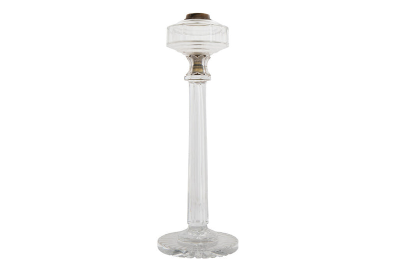 Cut Crystal Column Table Lamp With Font, England 19th Century