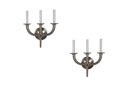 Nickeled Bronze Art Deco Three Light  Sconces, France Early 20th Default