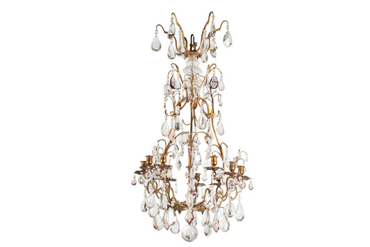 Gilt Bronze And Cut Crystal Pendalogues L.XV Nine Light Cage For Default
