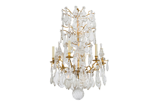Gilt Bronze And Cut Crystal Pendalogues Six Light Chandelier Wit Default