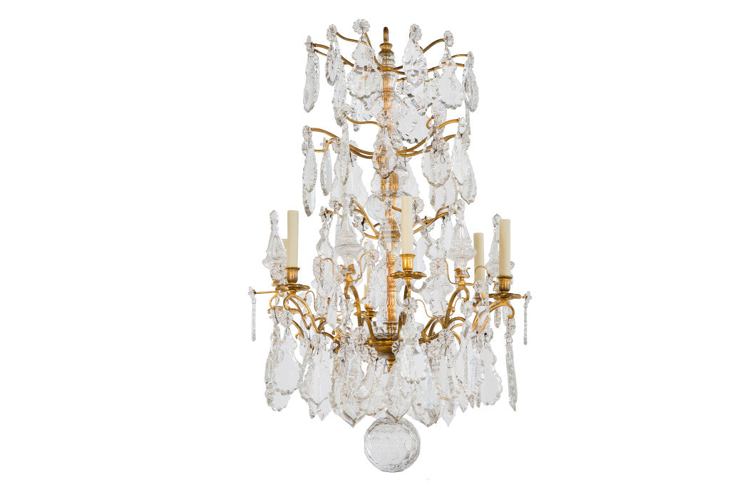 Gilt Bronze And Cut Crystal Pendalogues Six Light Chandelier Wit Default