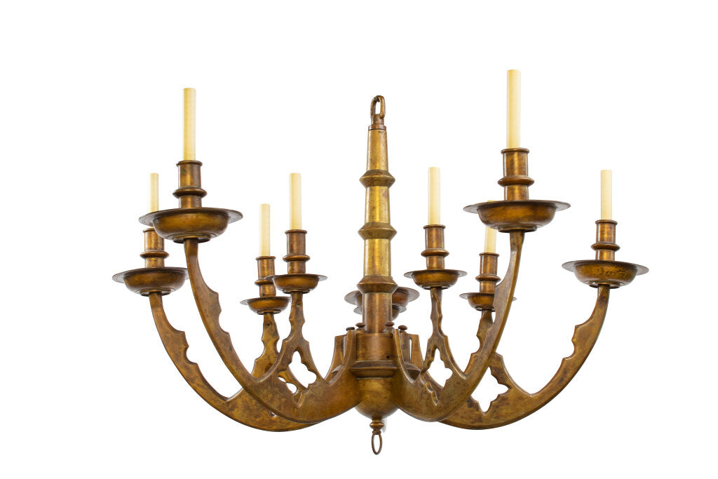 Brass Dutch Ten Light Chandelier, Holland 19th Century Default