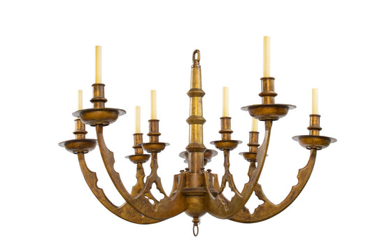 Brass Dutch Ten Light Chandelier, Holland 19th Century Default