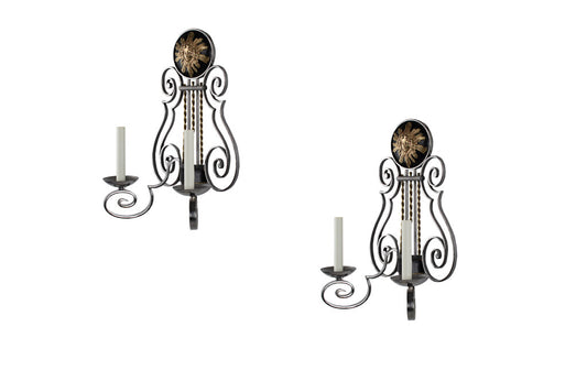 Gilt Bronze,  Polished And Painted Iron L.XV Style Lyre Motif Tw Default