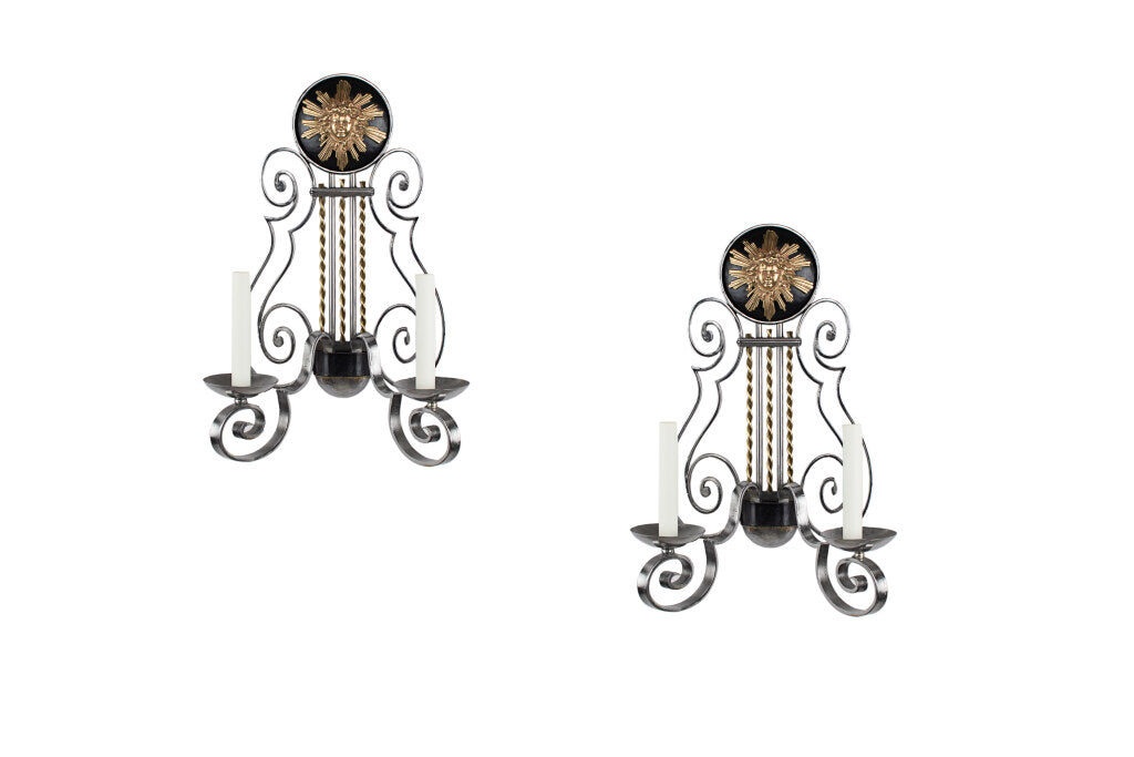 Gilt Bronze,  Polished And Painted Iron L.XV Style Lyre Motif Tw Default