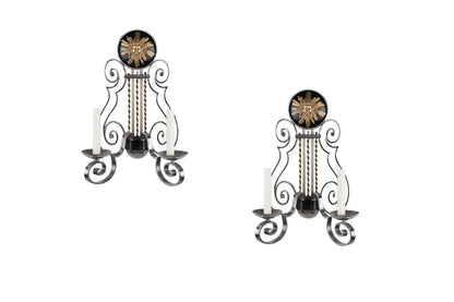 Gilt Bronze,  Polished And Painted Iron L.XV Style Lyre Motif Tw Default