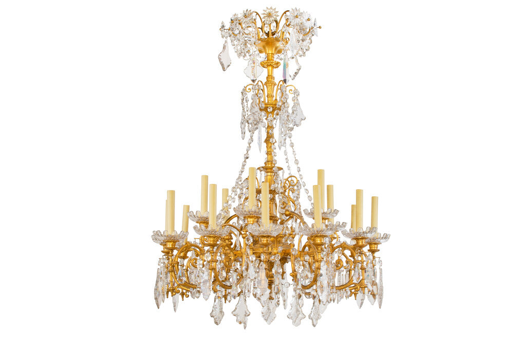 Gilt Bronze And Cut Crystal Pendalogues Eighteen Light Chandelie Default