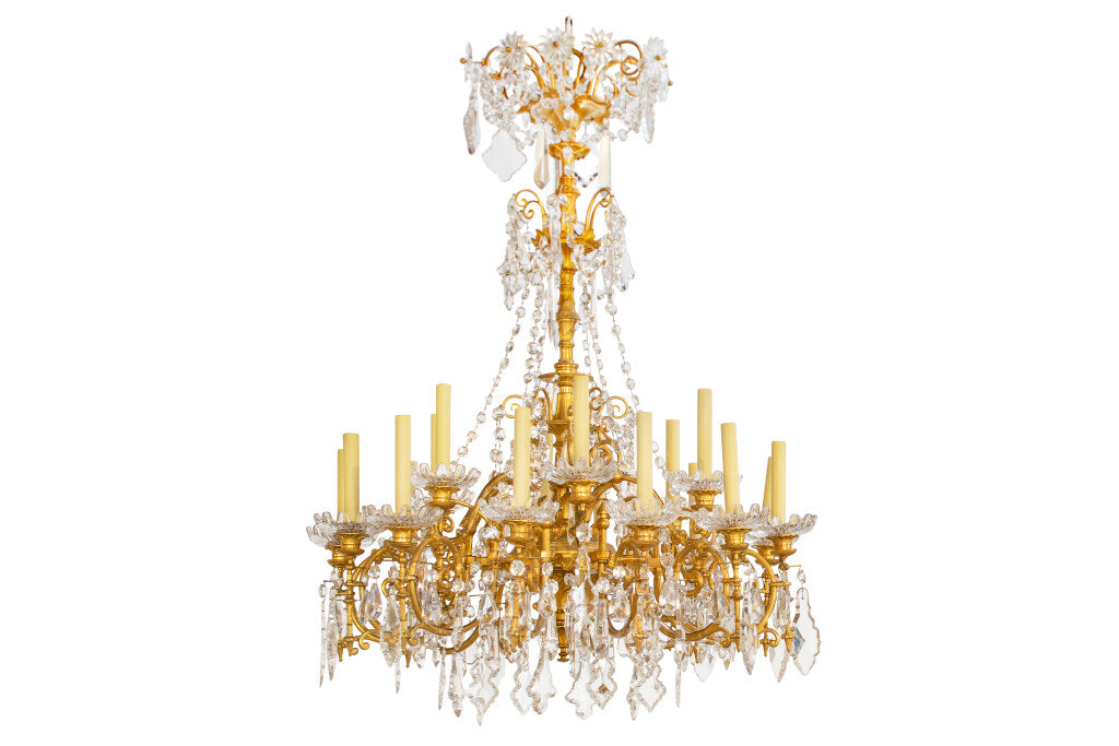 Gilt Bronze And Cut Crystal Pendalogues Eighteen Light Chandelie Default