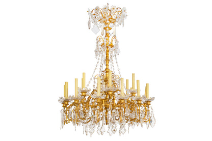 Gilt Bronze And Cut Crystal Pendalogues Eighteen Light Chandelie Default