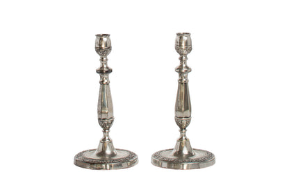 Silvered Bronze Directoire Candlesticks, France Early 19th Centu Default