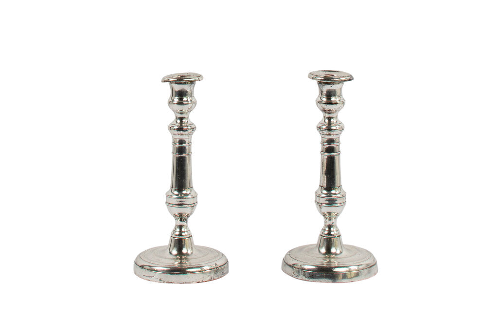 Silvered Bronze Directoire Style Candlesticks, France Early 19th Default