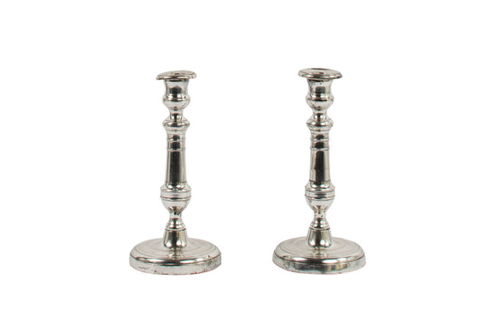 Silvered Bronze Directoire Style Candlesticks, France Early 19th Default