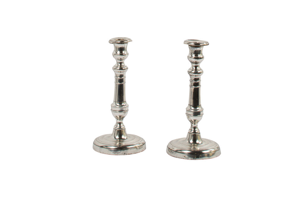 Silvered Bronze Directoire Style Candlesticks, France Early 19th Default