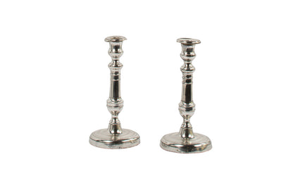 Silvered Bronze Directoire Style Candlesticks, France Early 19th Default