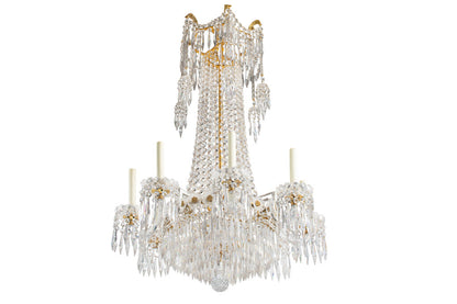 Crystal And Gilt Bronze Regency Eight Light Chandelier With Deco Default
