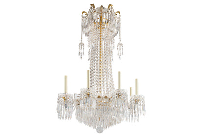 Crystal And Gilt Bronze Regency Eight Light Chandelier With Deco Default
