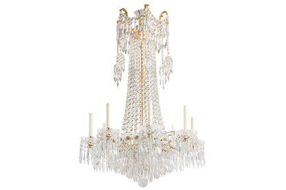 Crystal And Gilt Bronze Regency Eight Light Chandelier With Deco Default