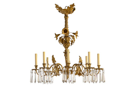 Gilt Repousse Tole And Crystal Art Nouveau Eight Light Chandelie Default