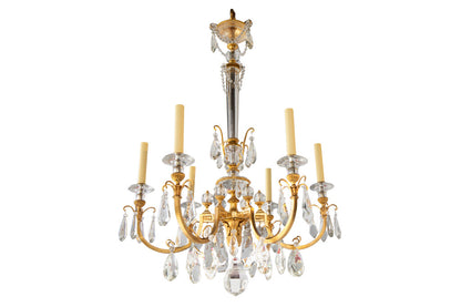 Gilt Bronze and Crystal Six Light  Chandelier By " F & C OSLER", Default