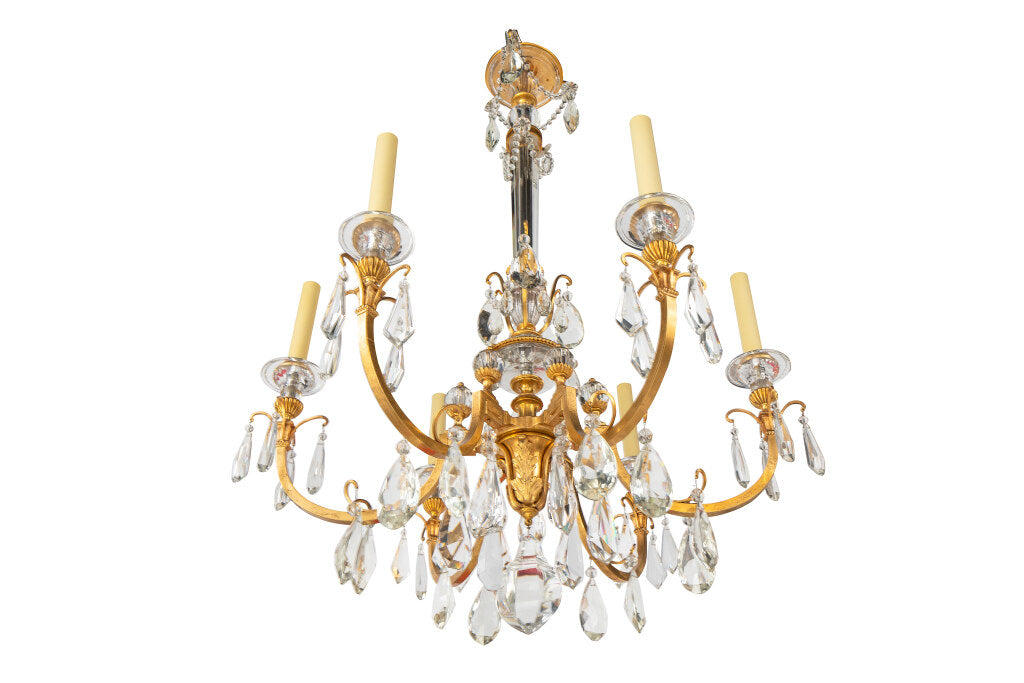 Gilt Bronze and Crystal Six Light  Chandelier By " F & C OSLER", Default