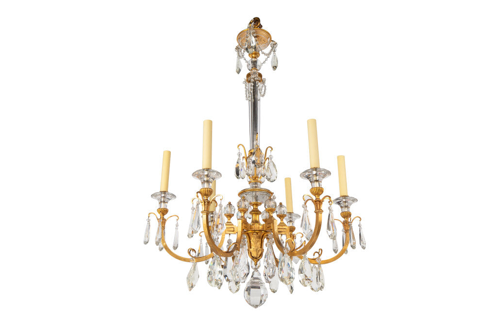 Gilt Bronze and Crystal Six Light  Chandelier By " F & C OSLER", Default