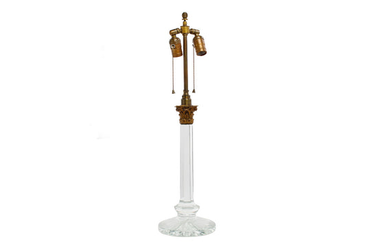 Cut Crystal Column Lamp With Gilt Bronze Capital, England 19th C Default