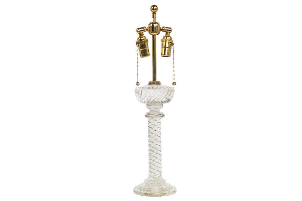 Cut Crystal Table Lamp  With Columnar Twist, England 19th Century Default