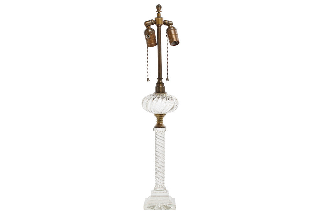 Cut Crystal Table Lamp  With Columnar Twist, England 19th Century Default