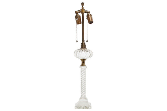 Cut Crystal Table Lamp  With Columnar Twist, England 19th Century Default