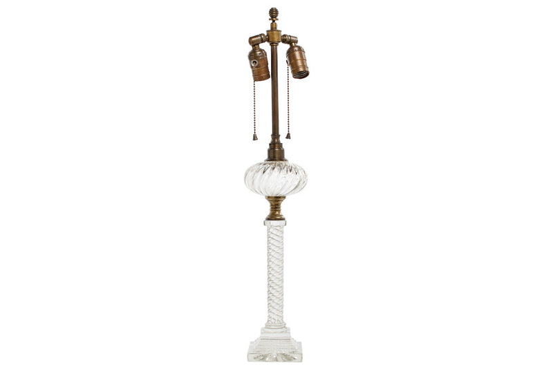 Cut Crystal Table Lamp  With Columnar Twist, England 19th Century