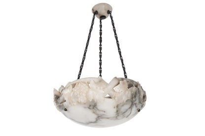 Hand Carved Alabaster Pendant With Grapes And Leaves Motif, Swed Default