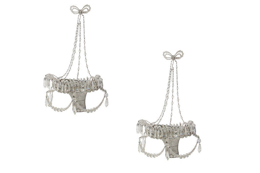Beaded Crystal Basket Motif Sconces With Ribbon And Chain Design Default