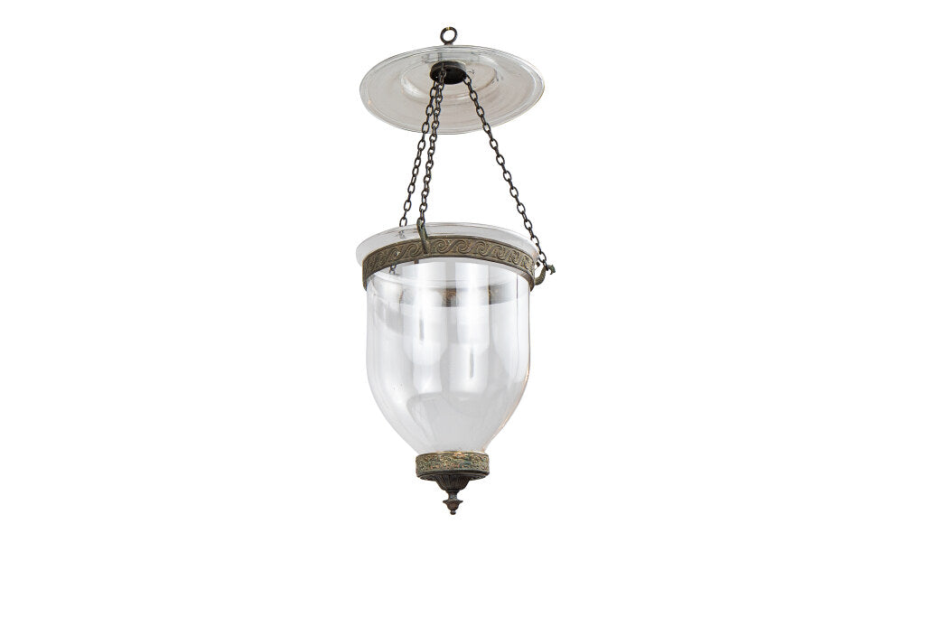 Glass And Patinated Brass Anglo Indian Bell Lantern, 19th Century Default