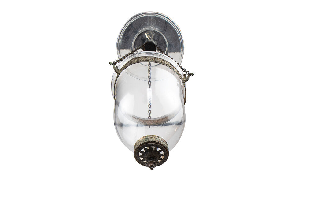 Glass And Patinated Brass Anglo Indian Bell Lantern, 19th Century Default