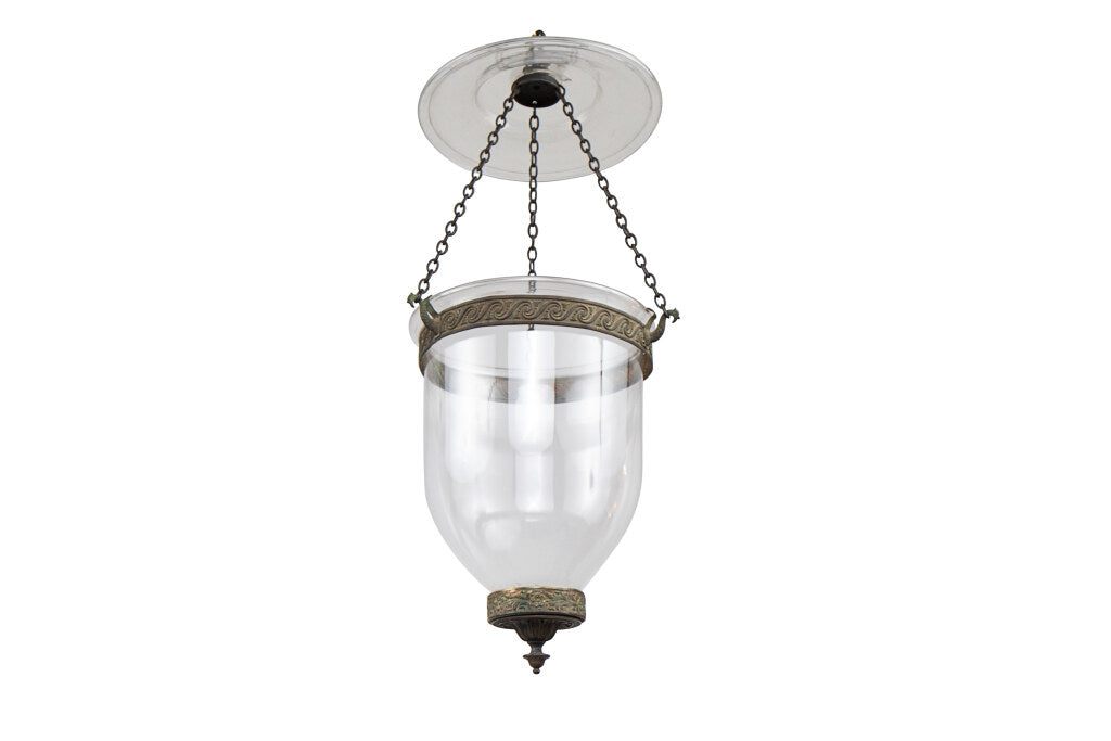 Glass And Patinated Brass Anglo Indian Bell Lantern, 19th Century Default