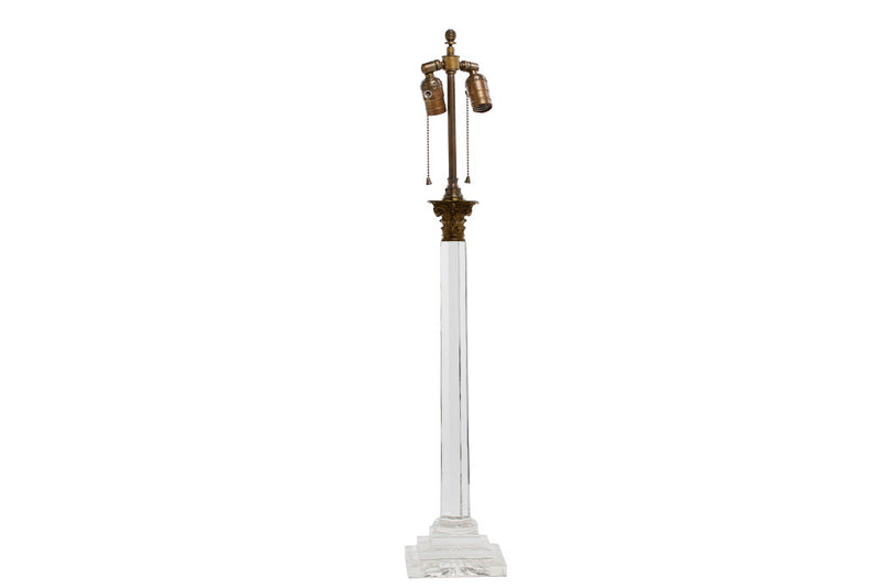 Cut Crystal Regency Column Table Lamp, England 19th Century